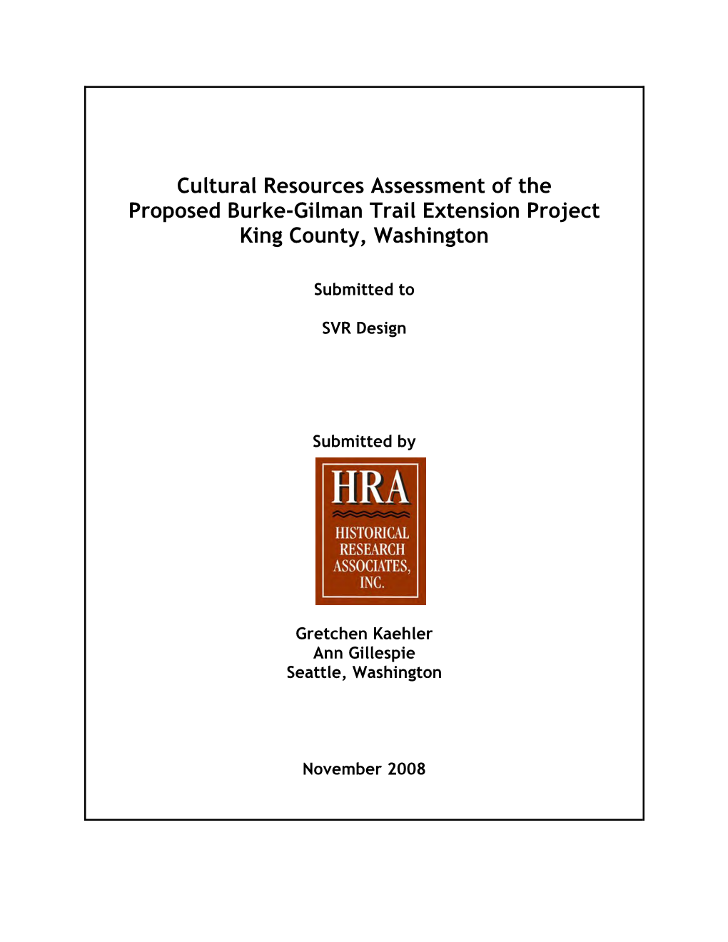 Cultural Resources Report