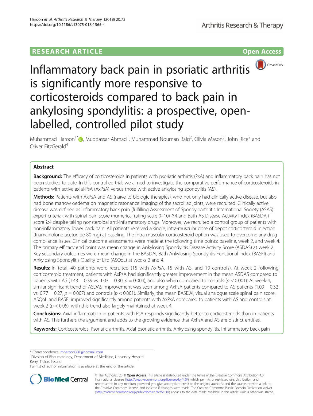 Inflammatory Back Pain in Psoriatic Arthritis Is Significantly More