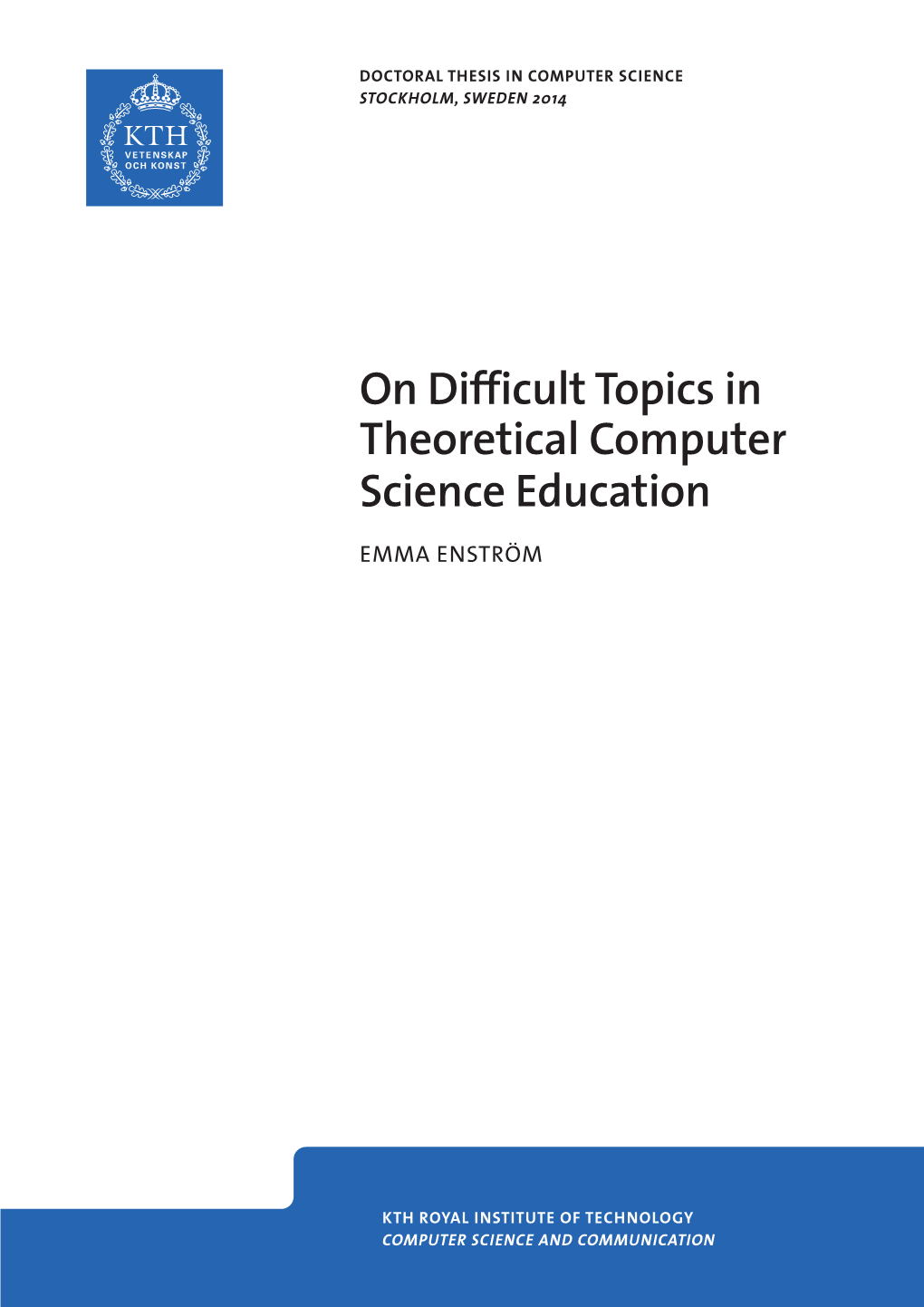 On Difficult Topics in Theoretical Computer Science Education Science Topics Computer in Theoretical Difficult On