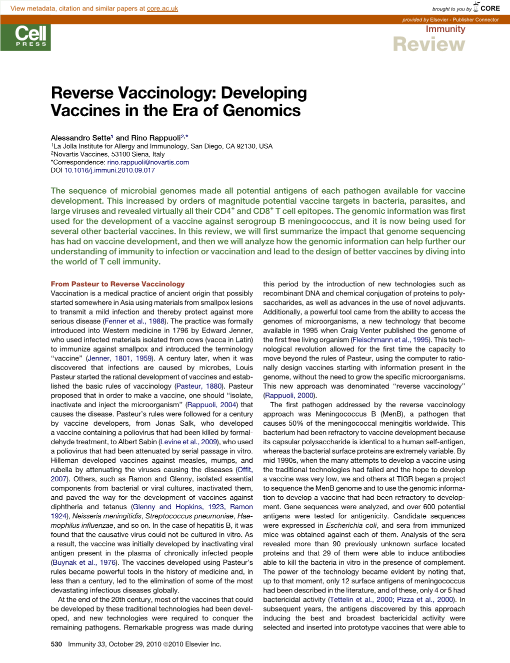 Reverse Vaccinology: Developing Vaccines in the Era of Genomics