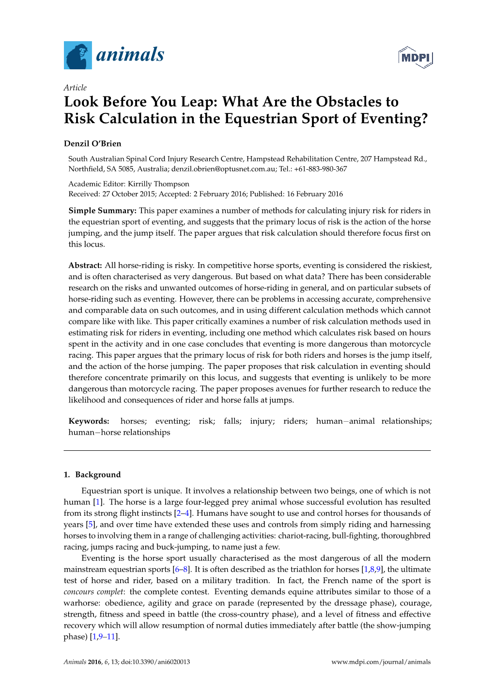 Look Before You Leap: What Are the Obstacles to Risk Calculation in the Equestrian Sport of Eventing?