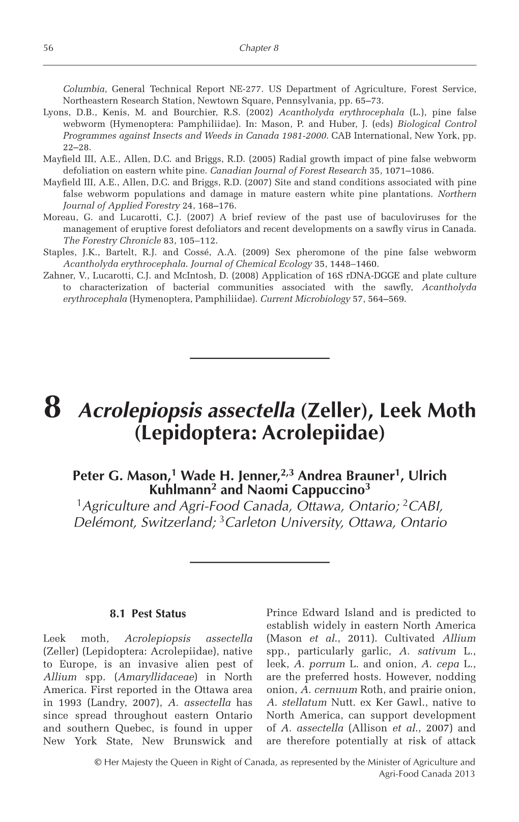 8 Acrolepiopsis Assectella (Zeller), Leek Moth (Lepidoptera: Acrolepiidae)