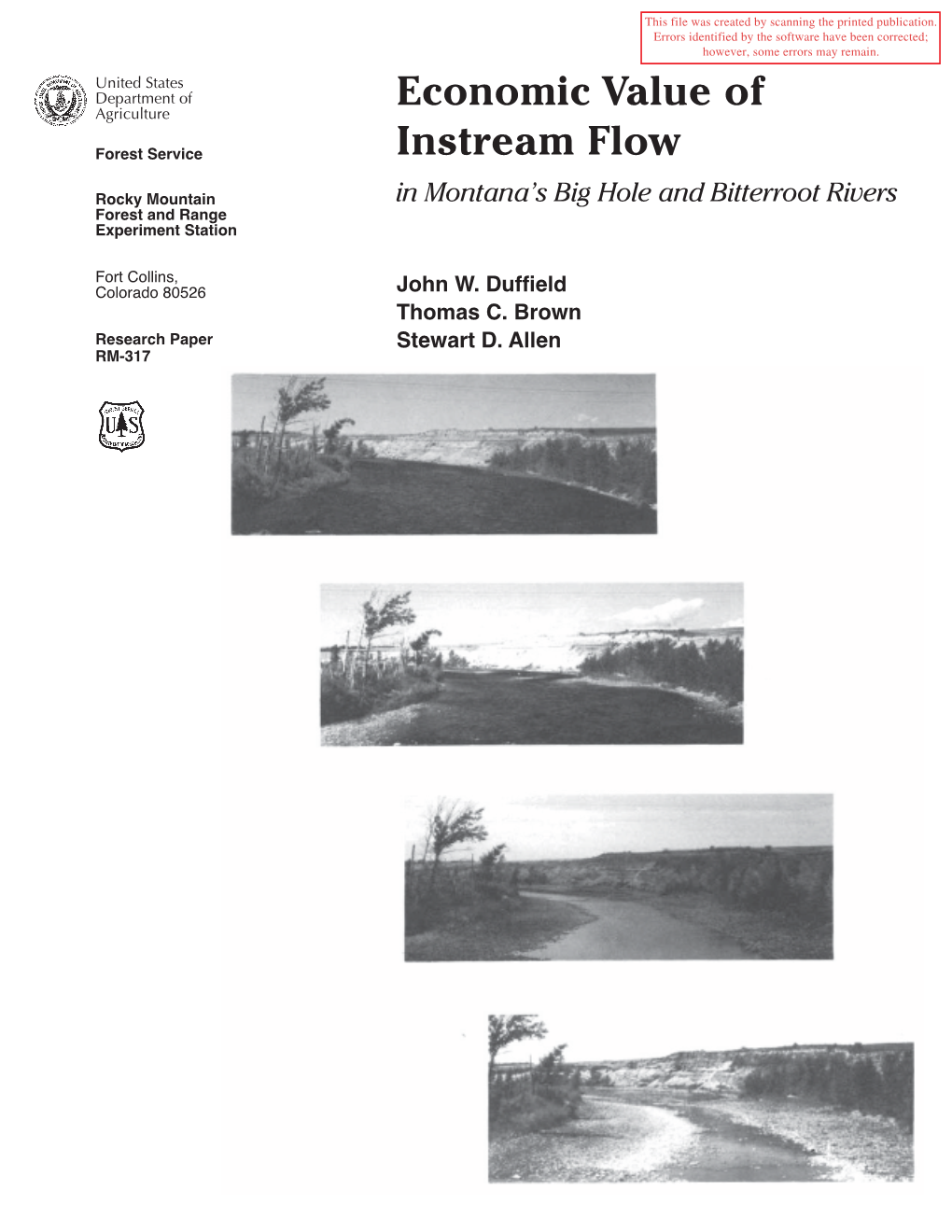 Economic Value of Instream Flow in Montana's Big Hole and Bitterroot Bivers