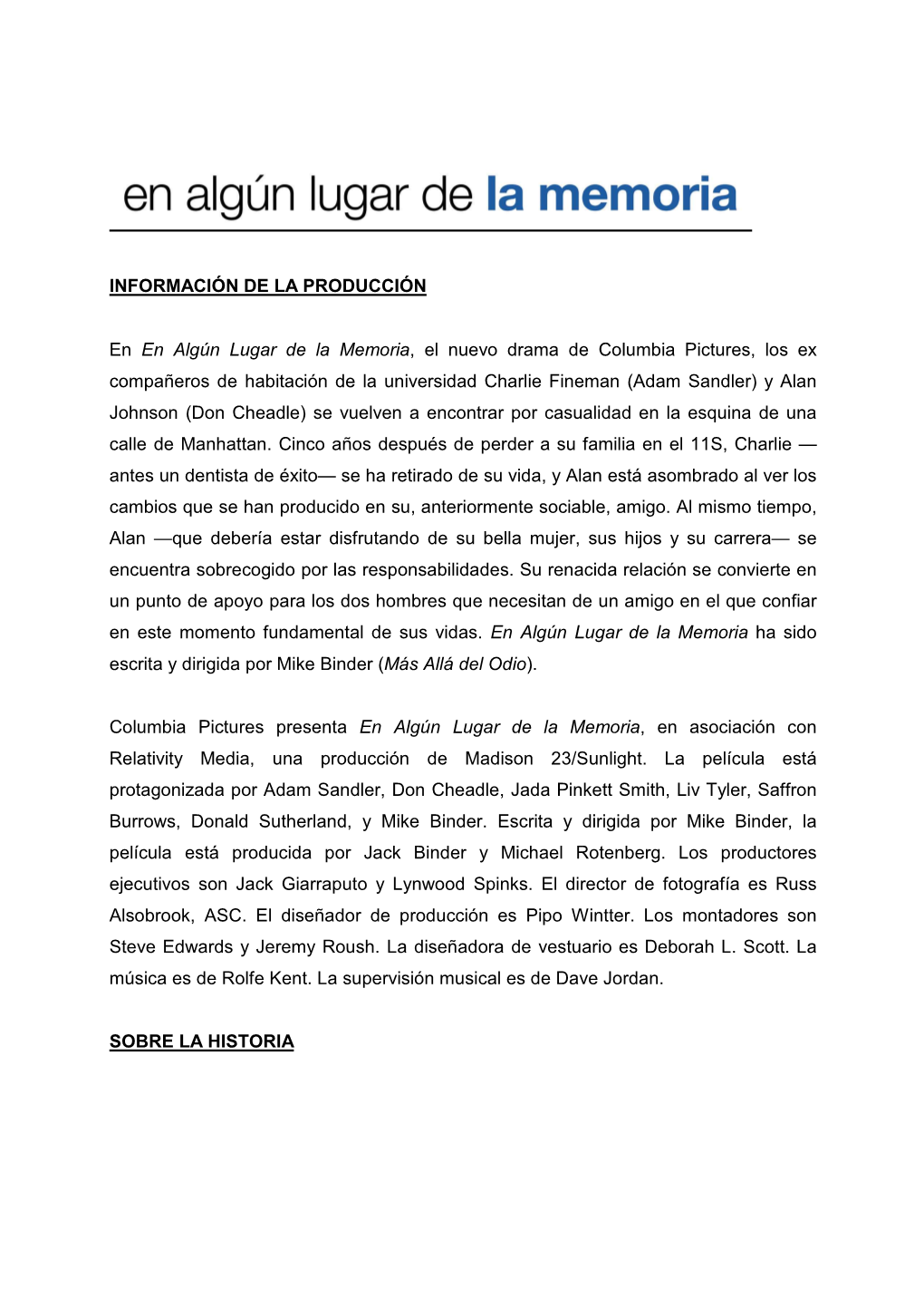 En Algun Lugar Del Memoria