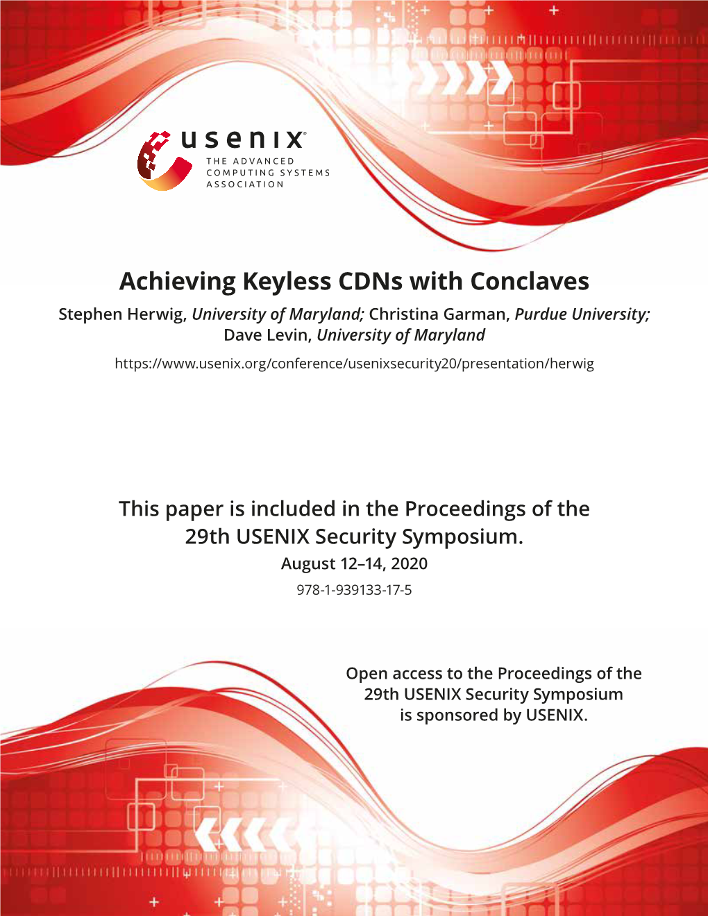 Achieving Keyless Cdns with Conclaves