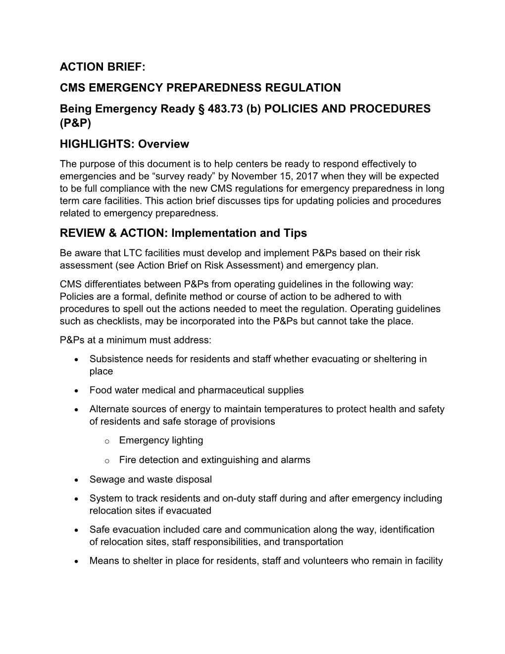 Cms Emergency Preparedness Regulation