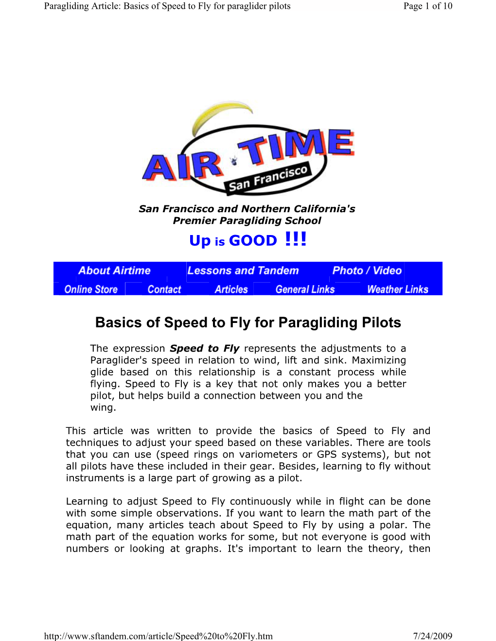 Basics of Speed to Fly for Paragliding Pilots
