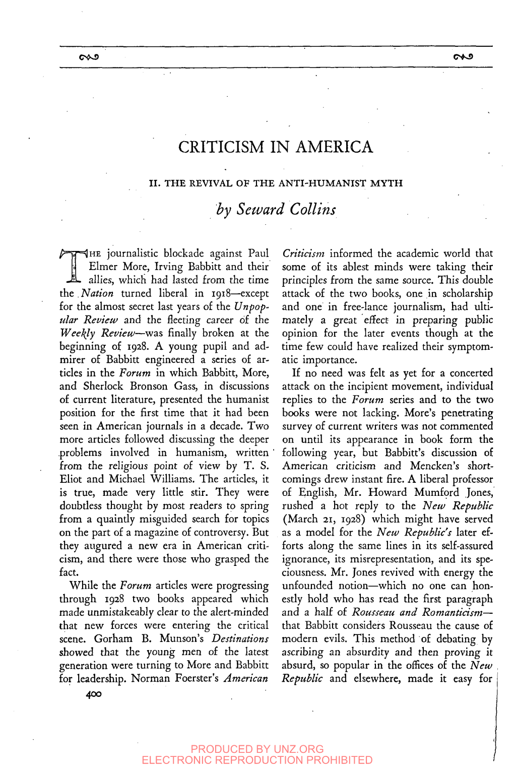 Criticism in America