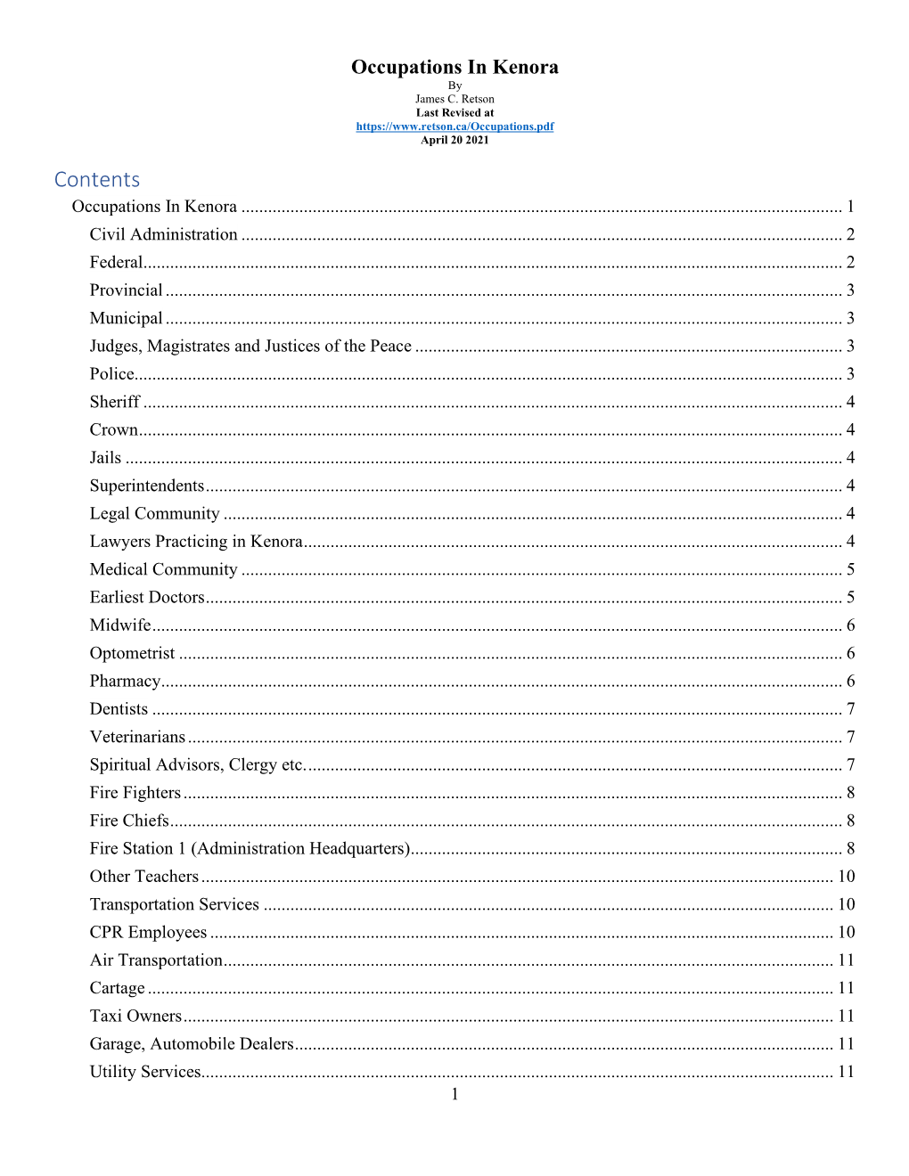 Kenora Through Occupations