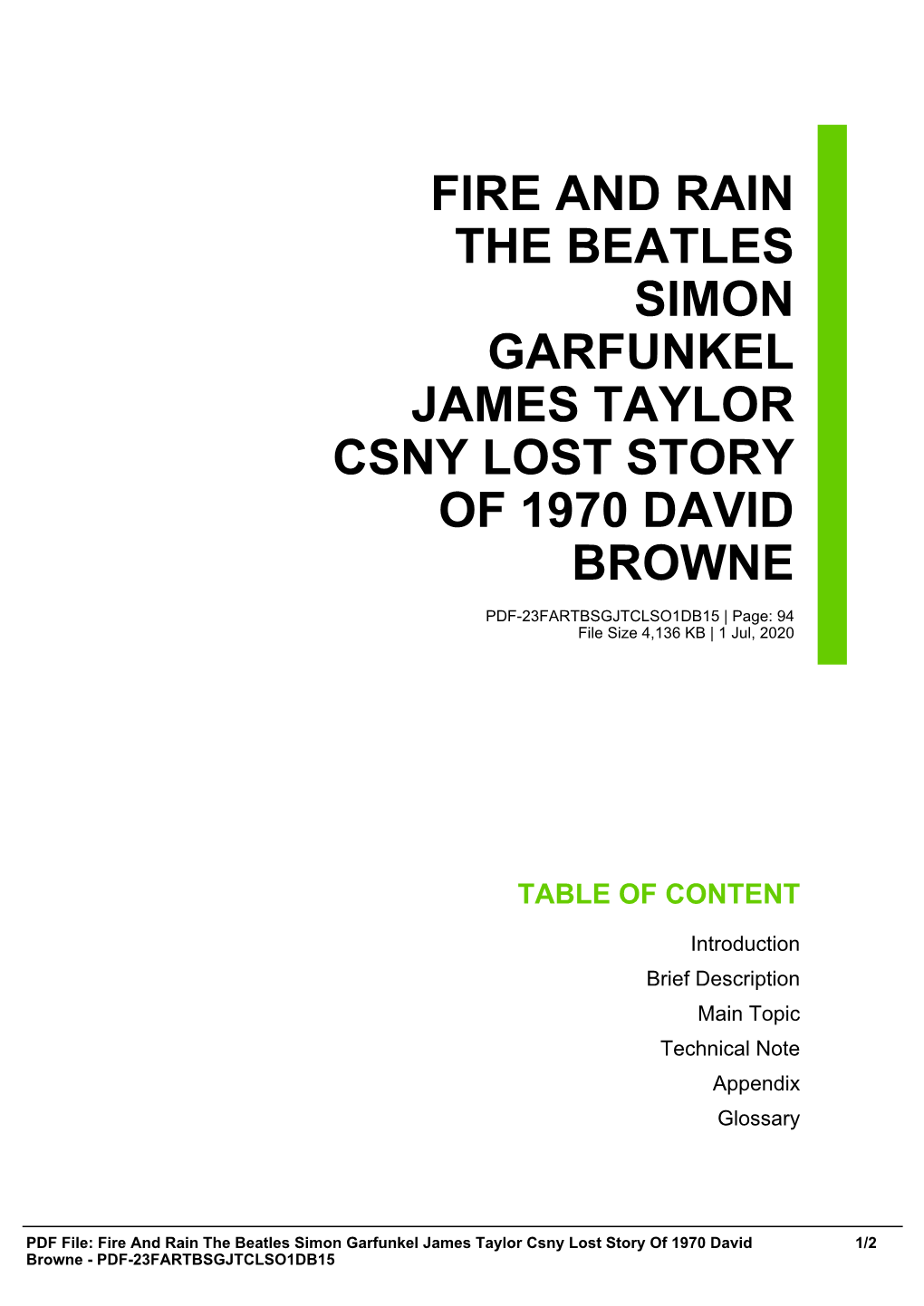 Fire and Rain the Beatles Simon Garfunkel James Taylor Csny Lost Story of 1970 David Browne