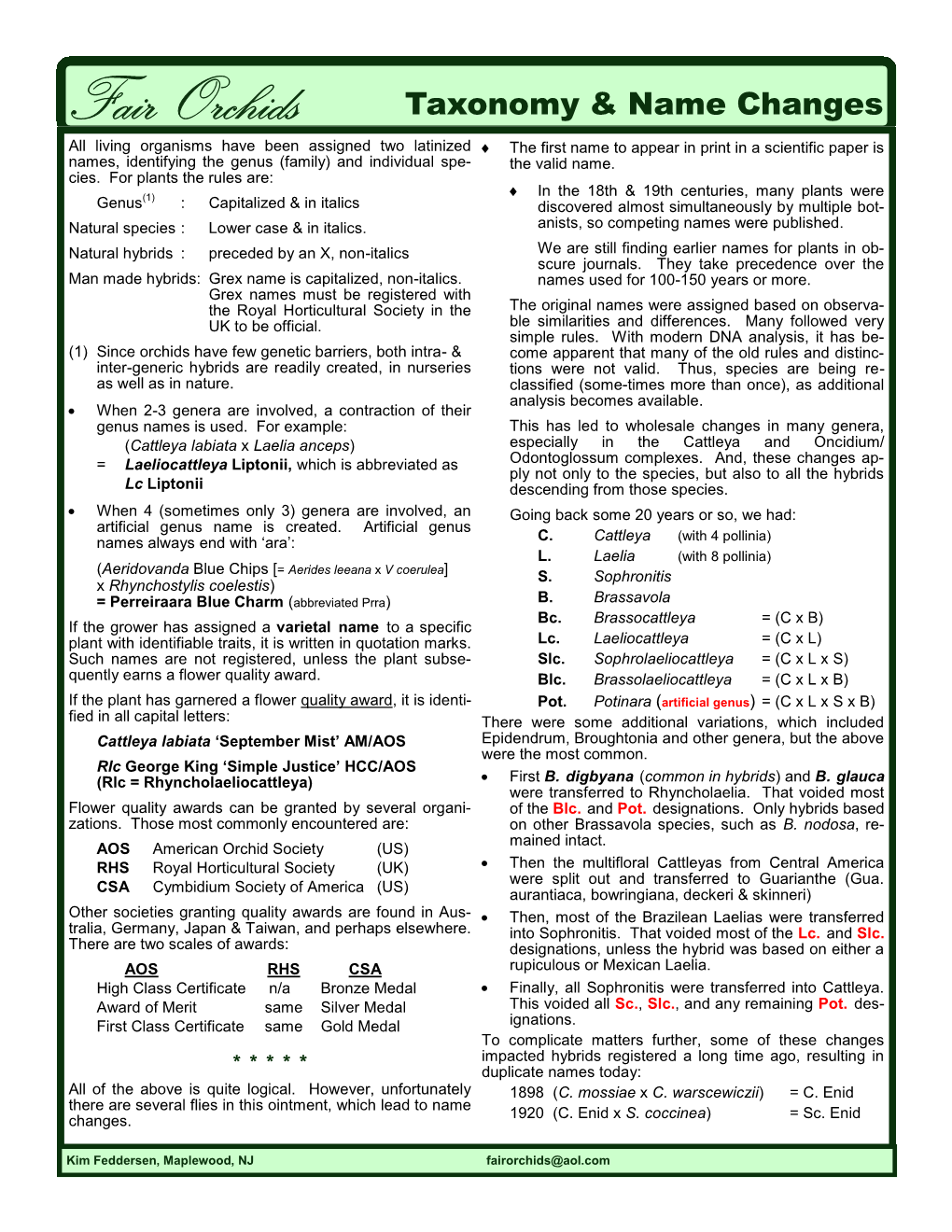 FO, Taxonomy & Name Changes.Pdf