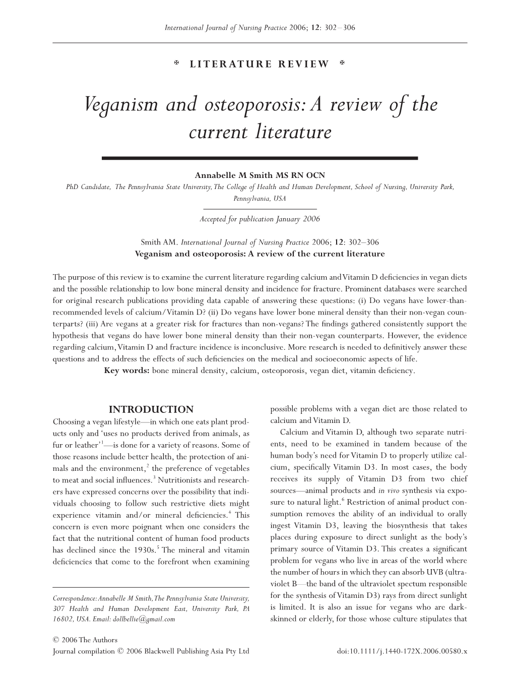 Veganism and Osteoporosis: a Review of the Current Literature