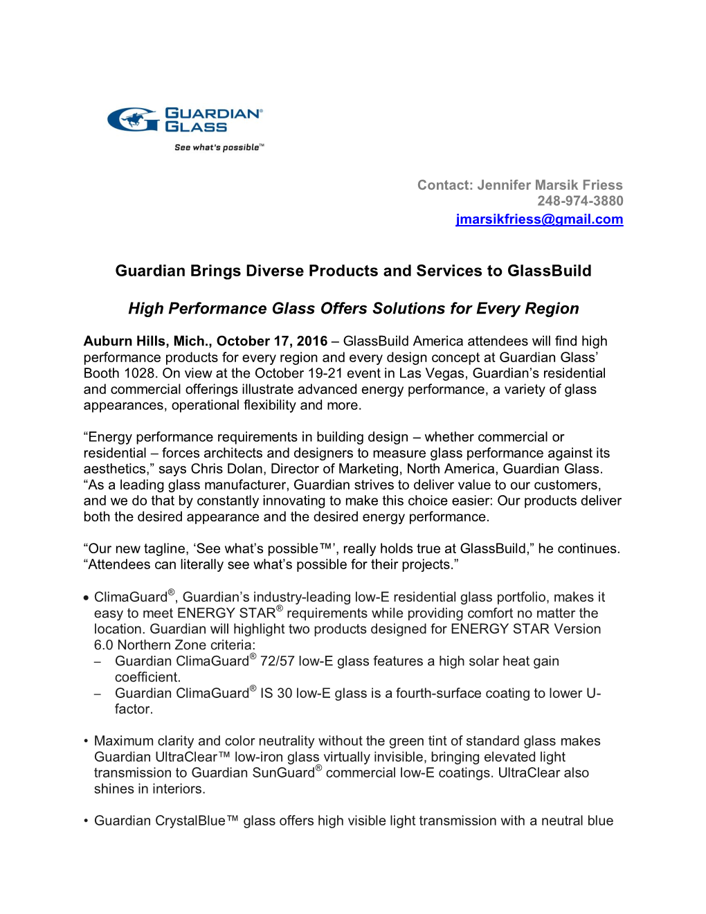 Guardian Brings Diverse Products and Services to Glassbuild High