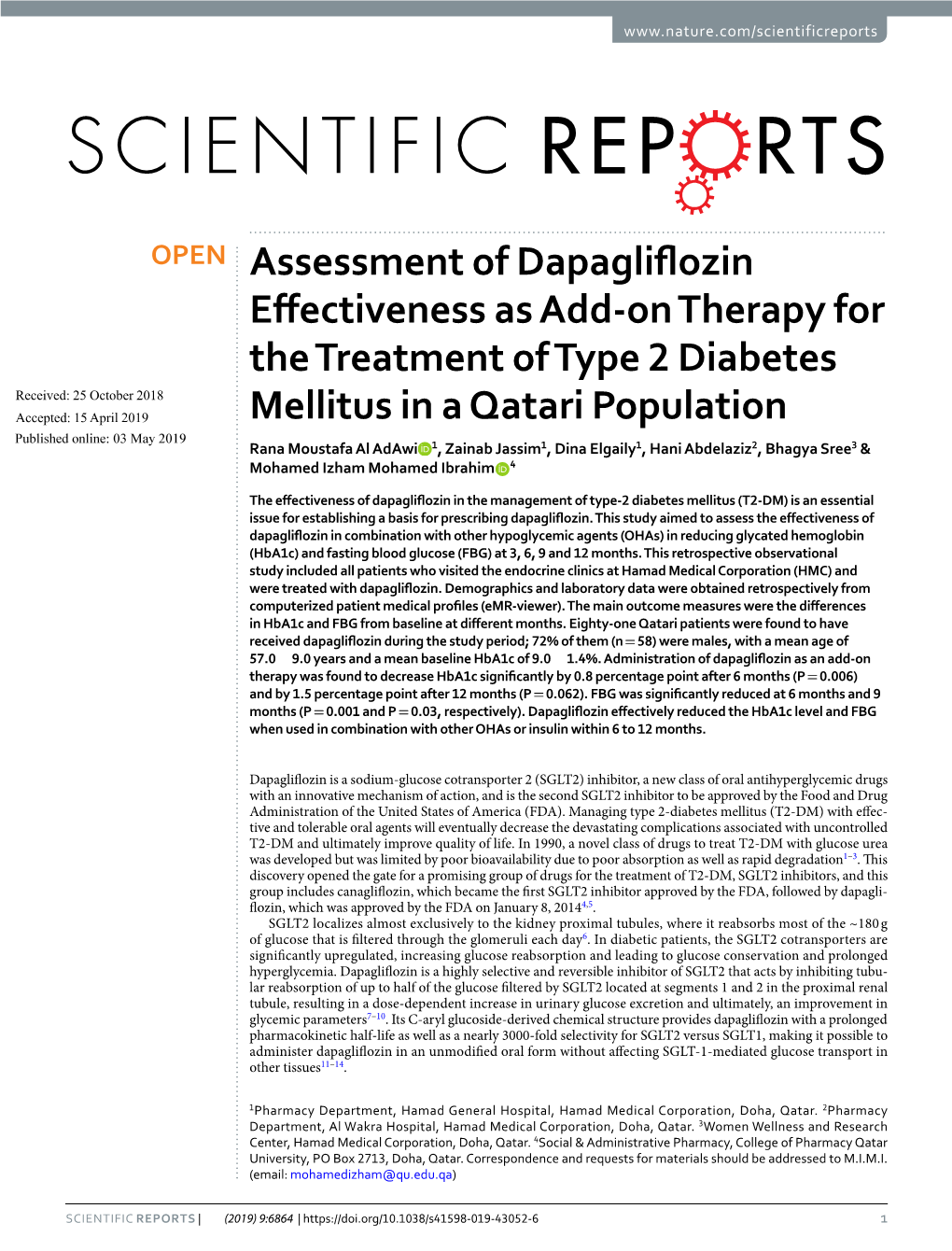 Assessment of Dapagliflozin Effectiveness As Add-On Therapy