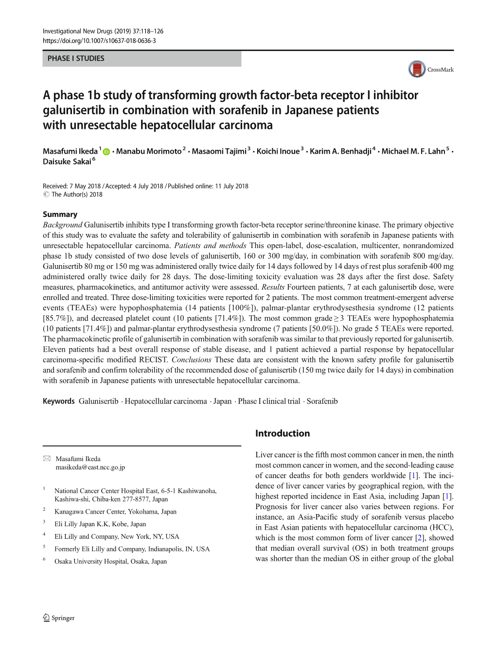 A Phase 1B Study of Transforming Growth Factor-Beta Receptor I