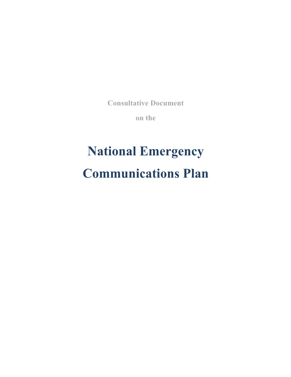 National Emergency Communications Plan