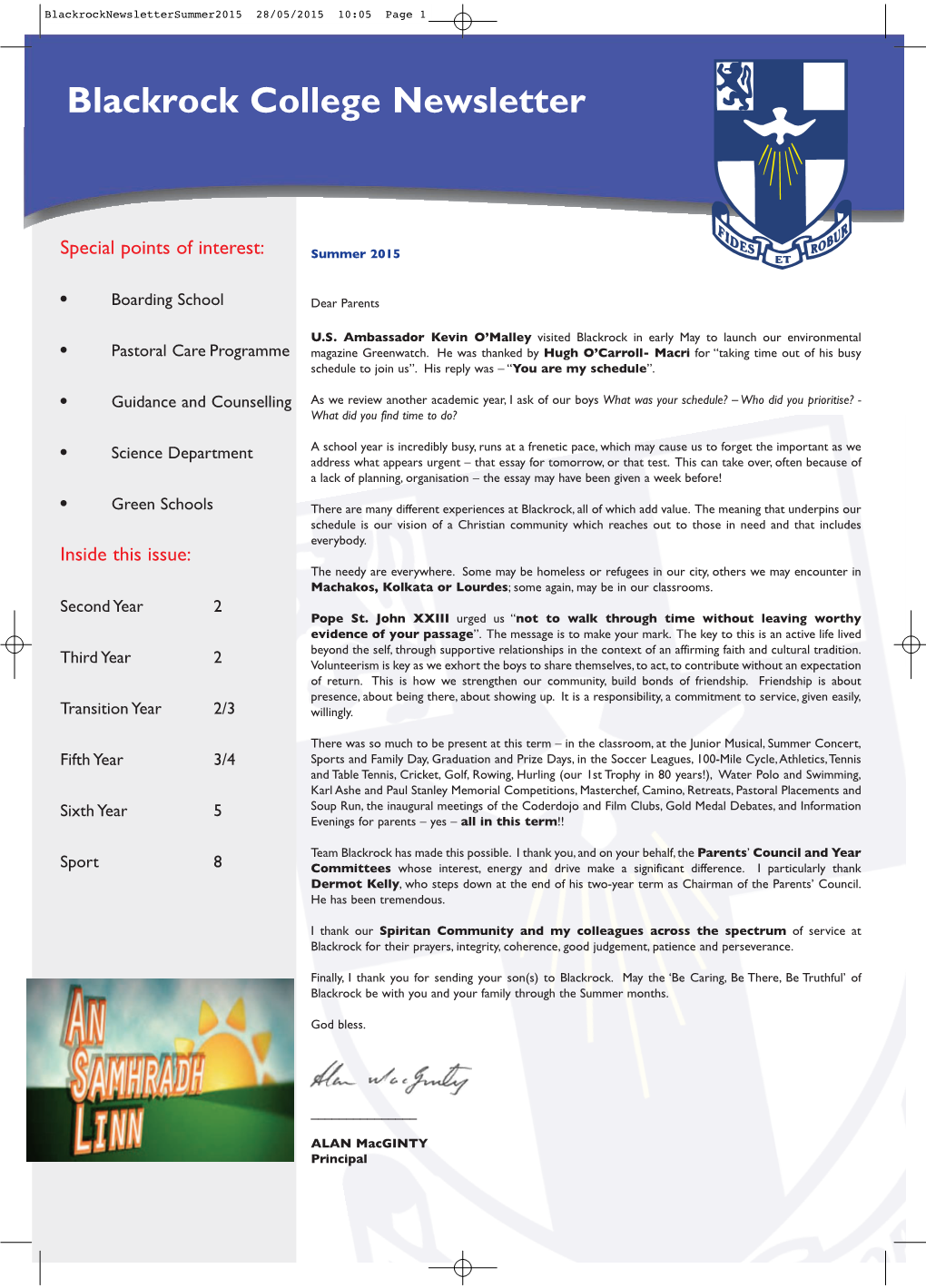 Summer 2015 Newsletter