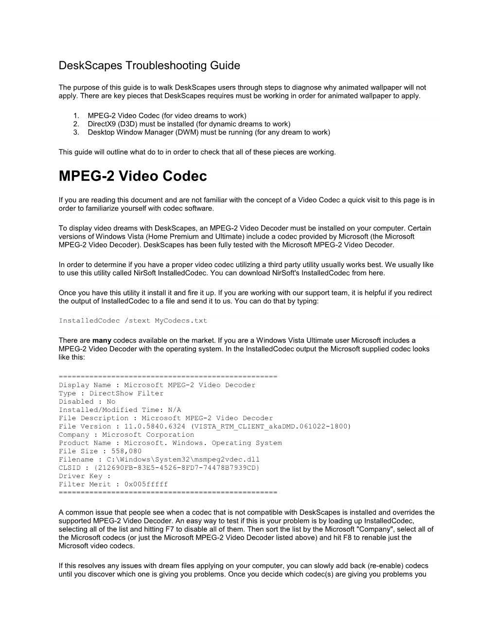 MPEG-2 Video Codec (For Video Dreams to Work) 2