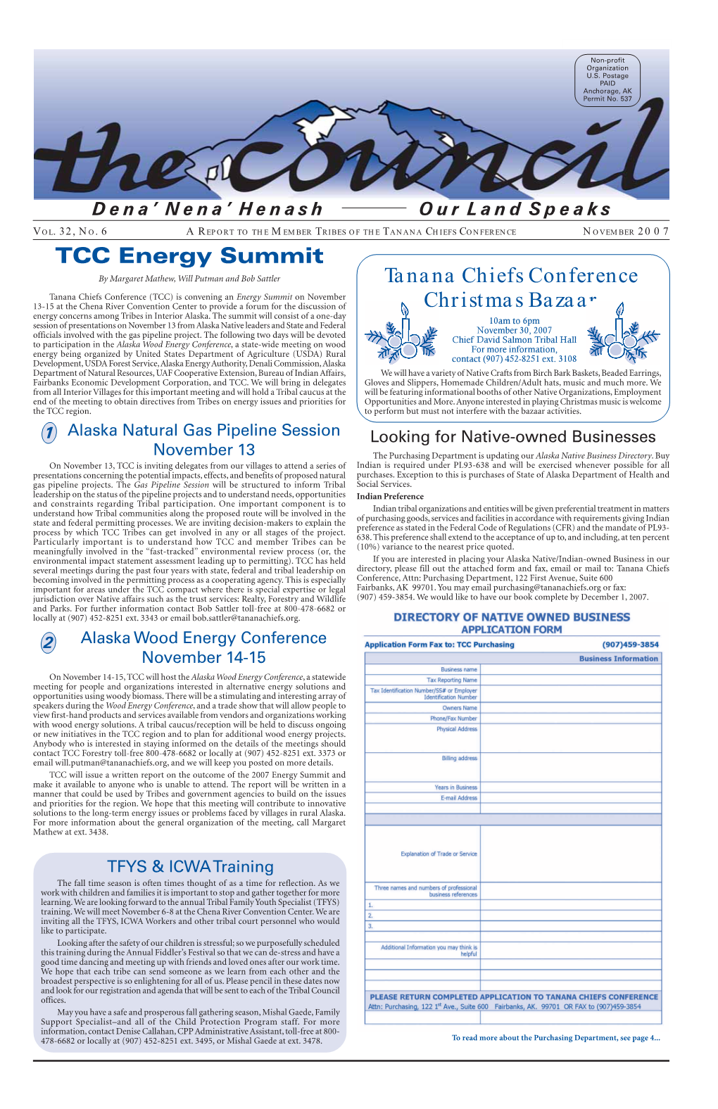 TCC Energy Summit Tanana Chiefs Conference Christmas Bazaar