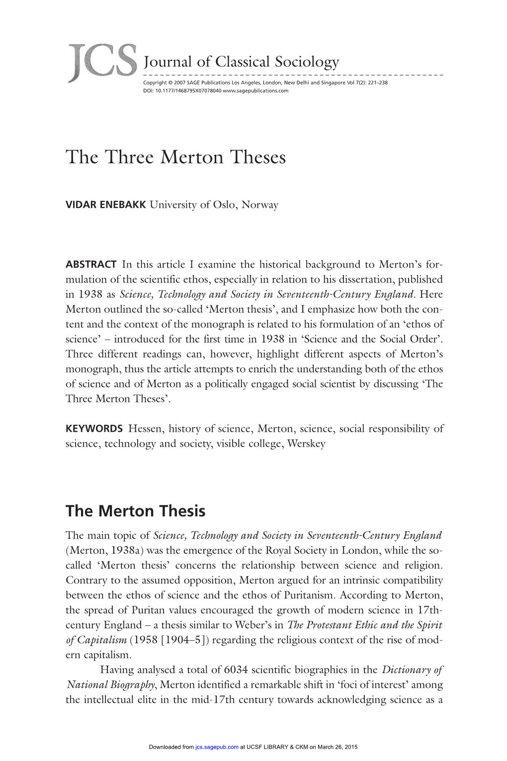 The Three Merton Theses