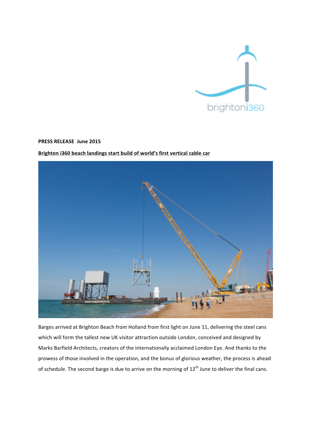 PRESS RELEASE June 2015 Brighton I360