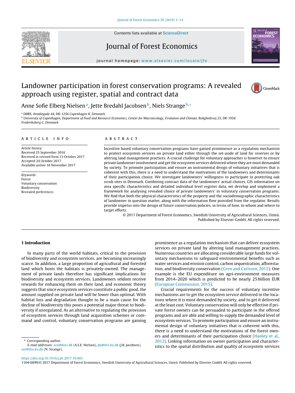 Landowner Participation in Forest Conservation Programs: a Revealed