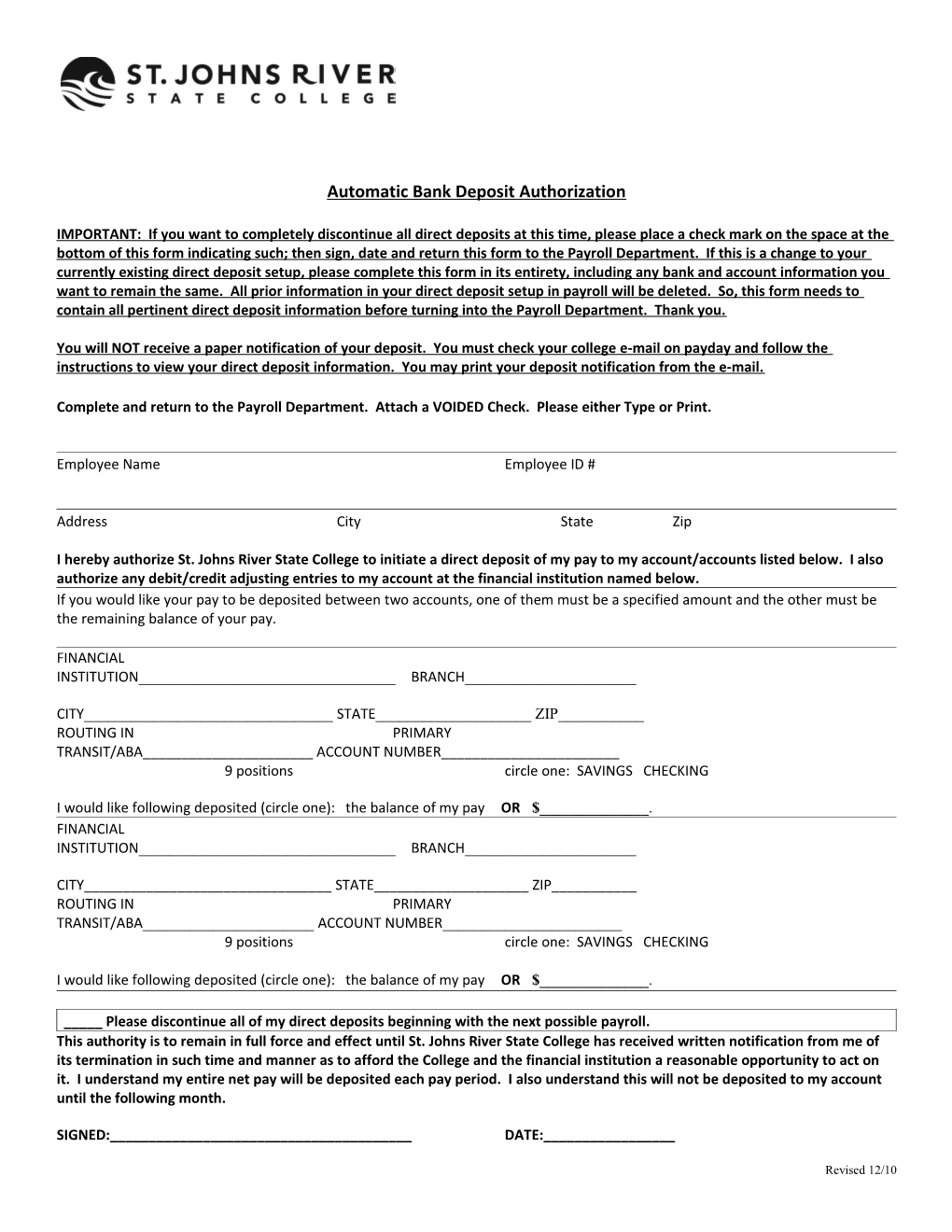 Automatic Bank Deposit Authorization