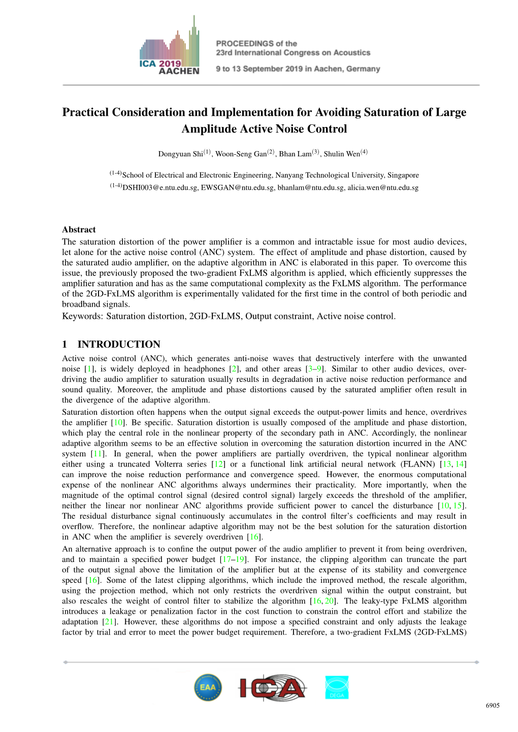 Practical Consideration and Implementation for Avoiding Saturation of Large Amplitude Active Noise Control