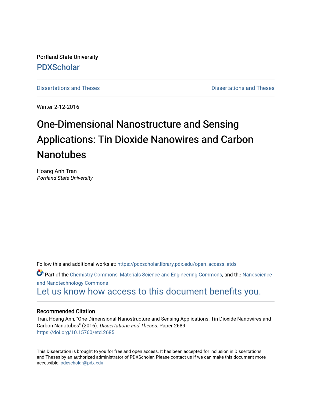 Tin Dioxide Nanowires and Carbon Nanotubes