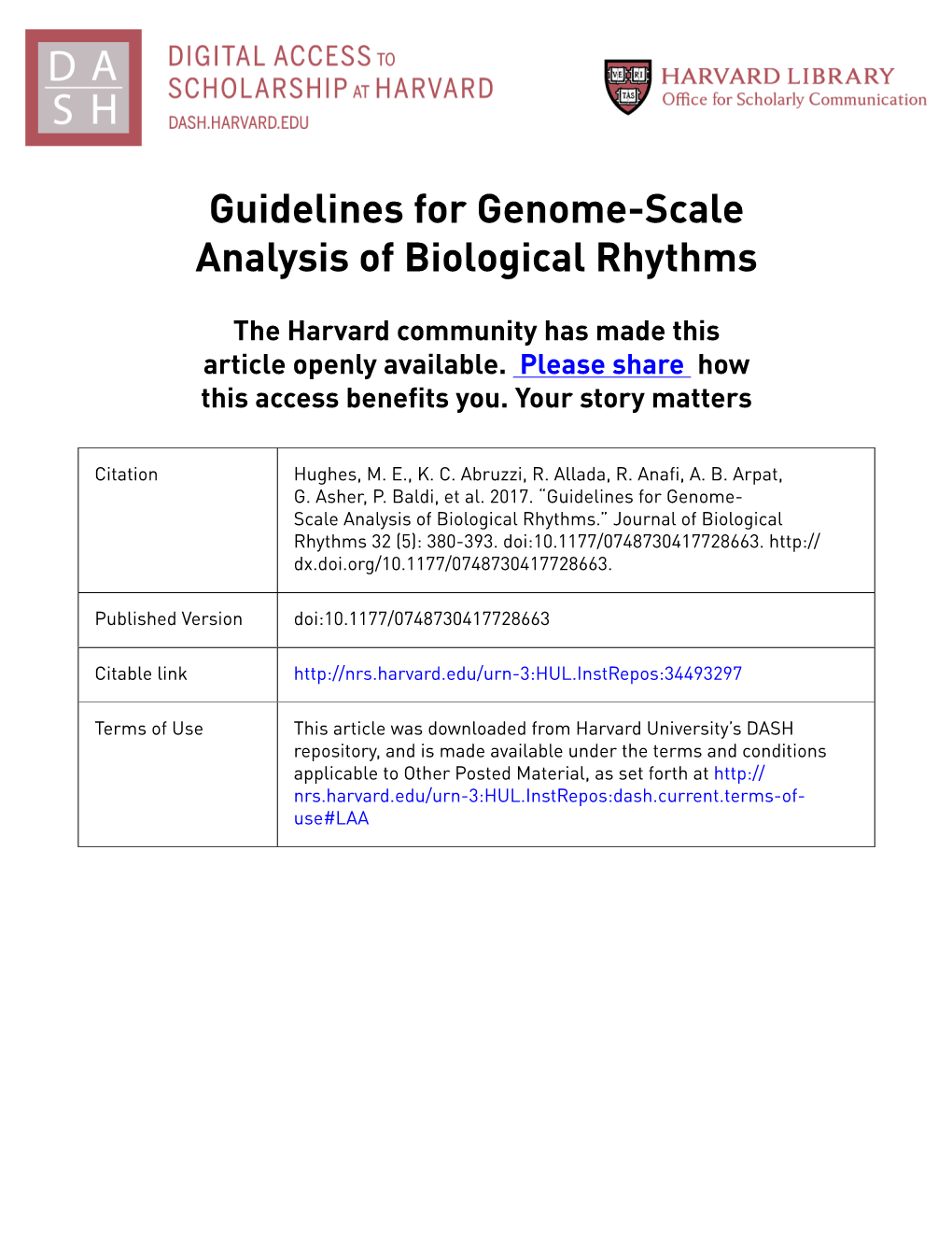 Guidelines for Genome-Scale Analysis of Biological Rhythms