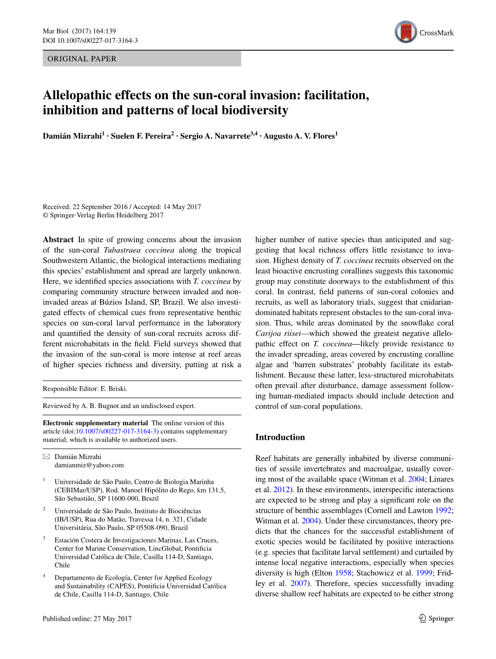 Allelopathic Effects on the Sun-Coral Invasion: Facilitation, Inhibition And