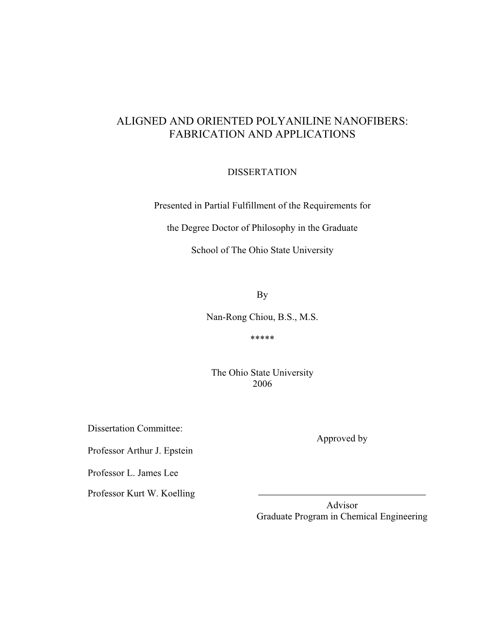 Aligned and Oriented Polyaniline Nanofibers: Fabrication and Applications