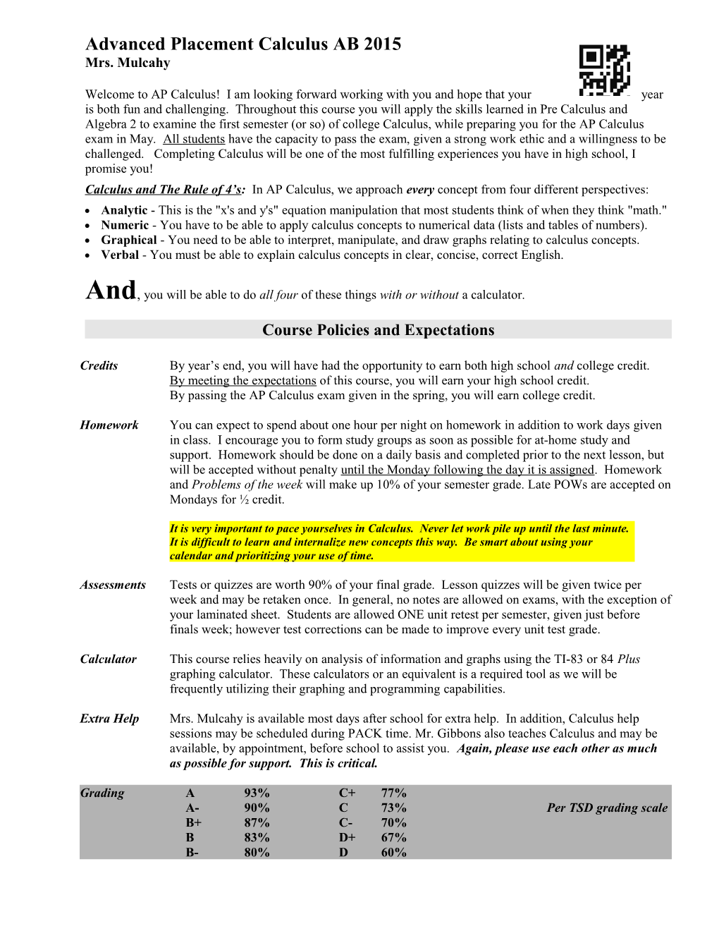 Advanced Placement Calculus AB