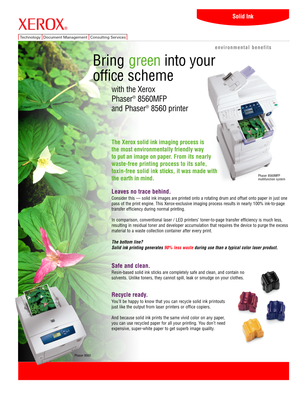 Bring Green Into Your Office Scheme with the Xerox Phaser® 8560MFP and Phaser® 8560 Printer