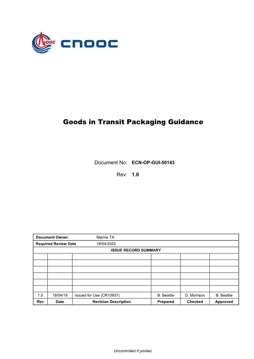 Goods in Transit Packaging Guidance
