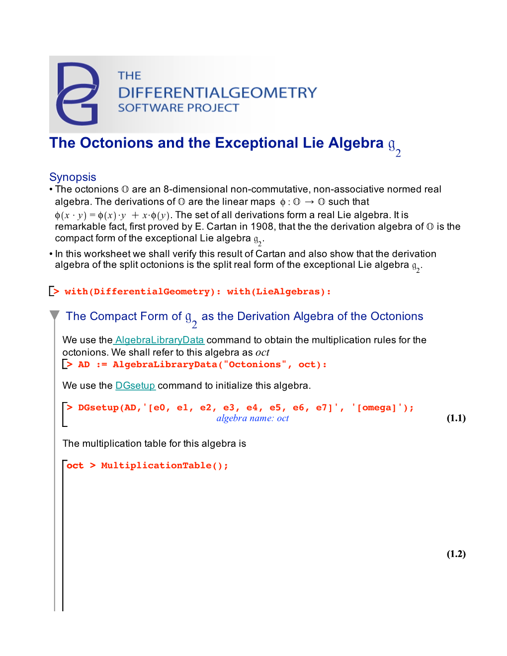 The Octonions and the Exceptional Lie Algebra G 2