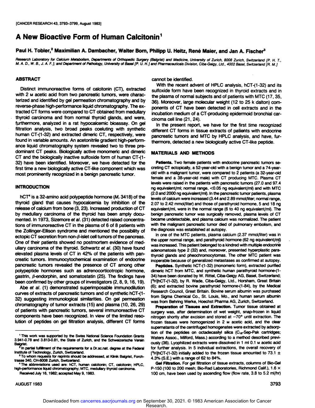 A New Bioactive Form of Human Calcitonin1