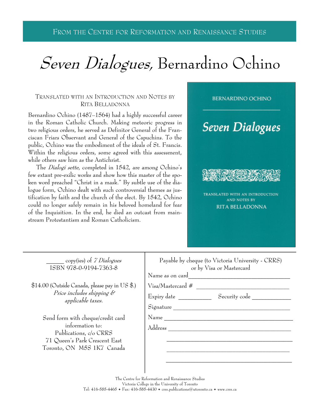 Seven Dialogues, Bernardino Ochino