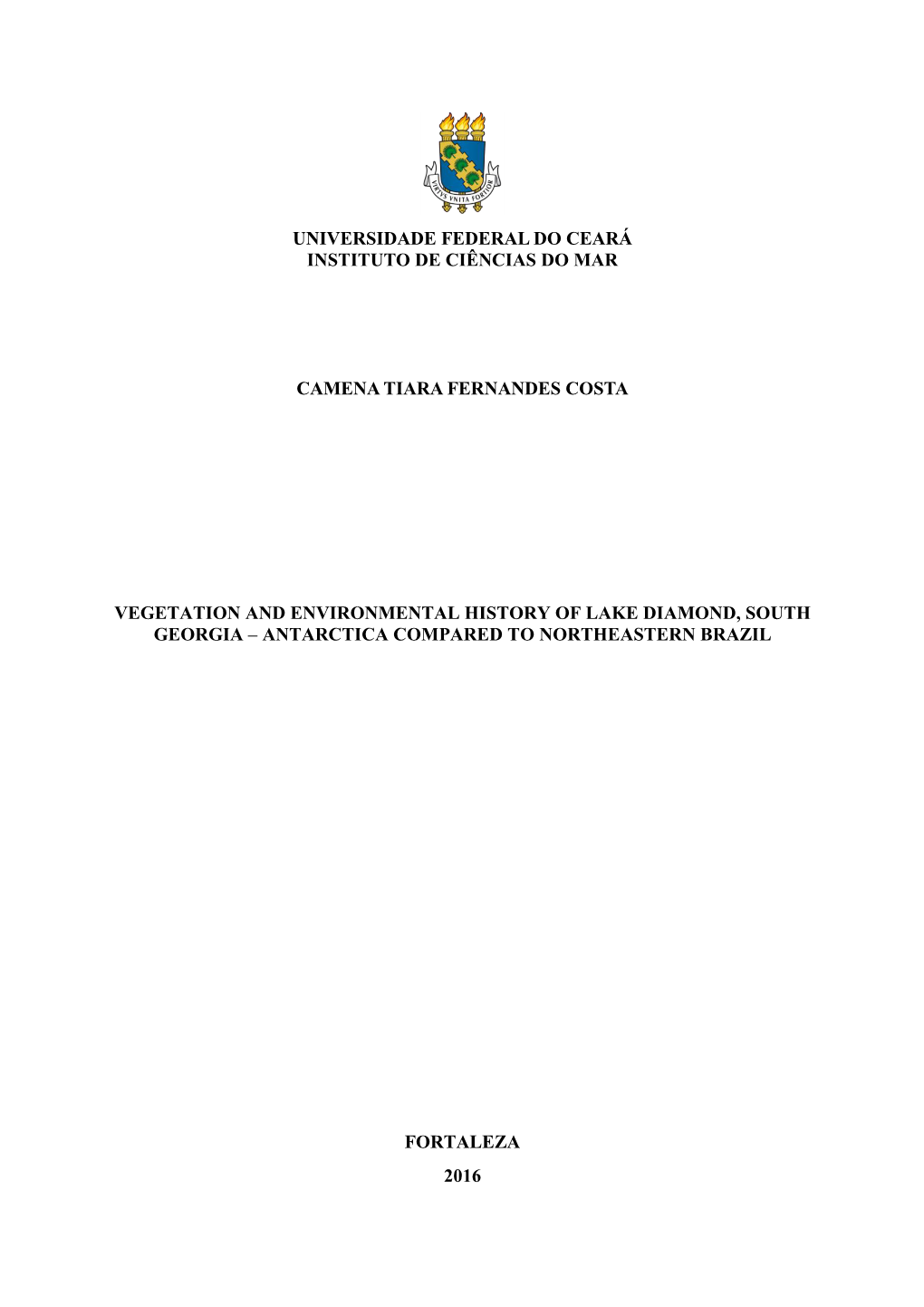 Universidade Federal Do Ceará Instituto De Ciências Do Mar
