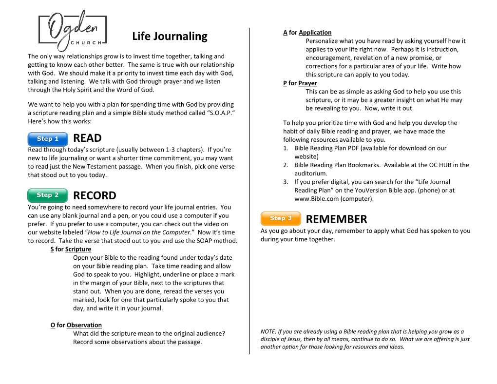 Life Journaling READ RECORD REMEMBER