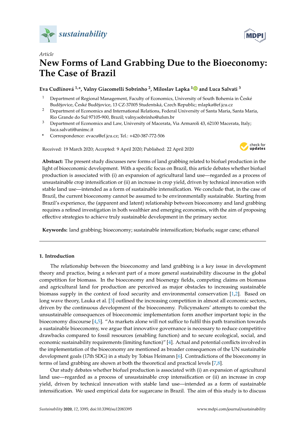 New Forms of Land Grabbing Due to the Bioeconomy: the Case of Brazil