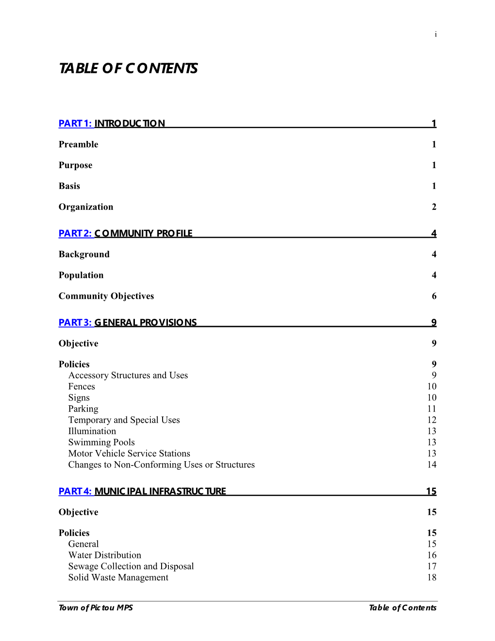 Table of Contents