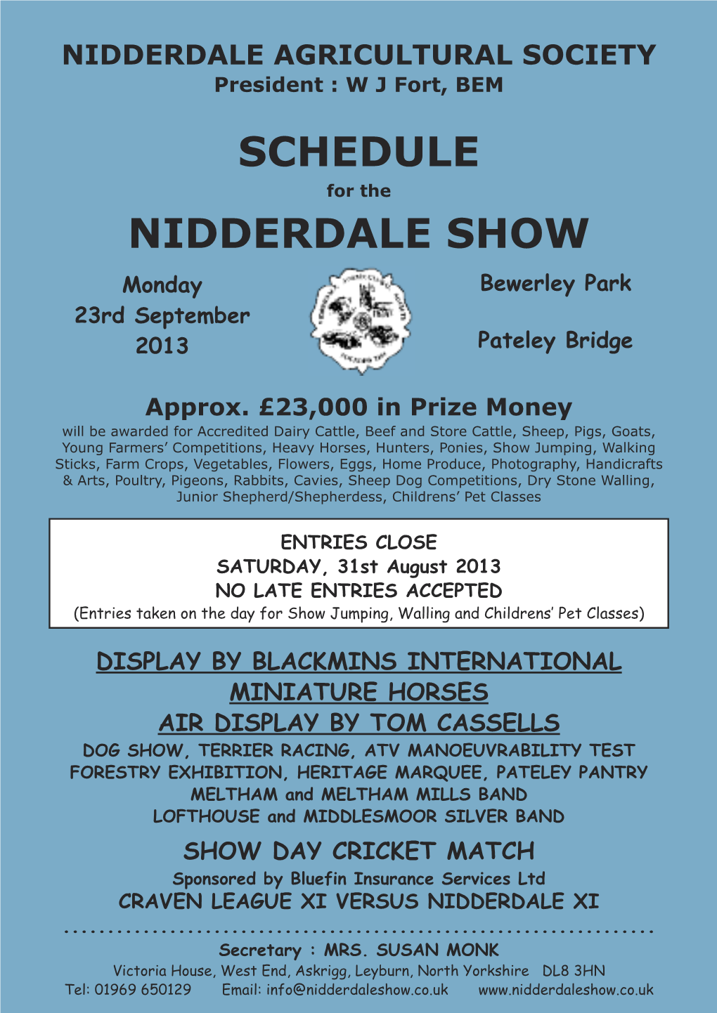 Schedule Nidderdale Show