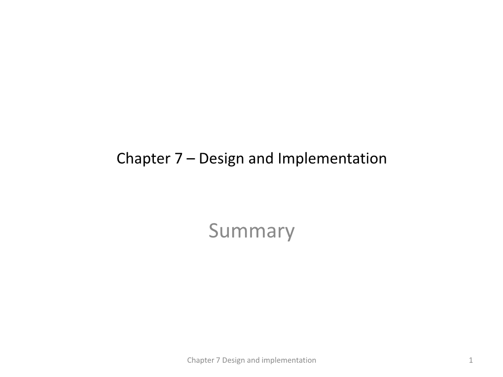 Chapter 7 – Design and Implementation