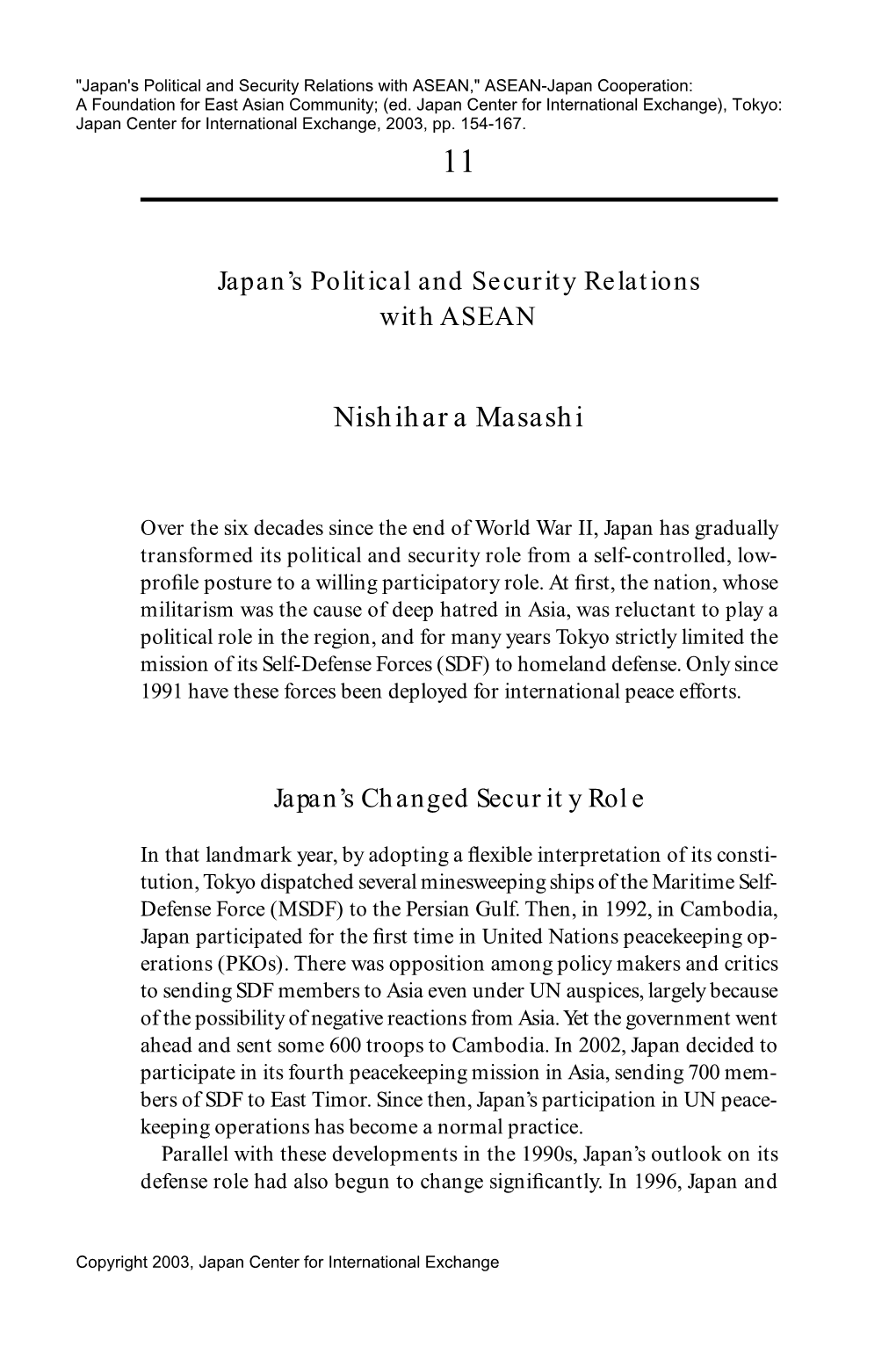 ASEAN-Japan Cooperation: a Foundation for East Asian Community; (Ed