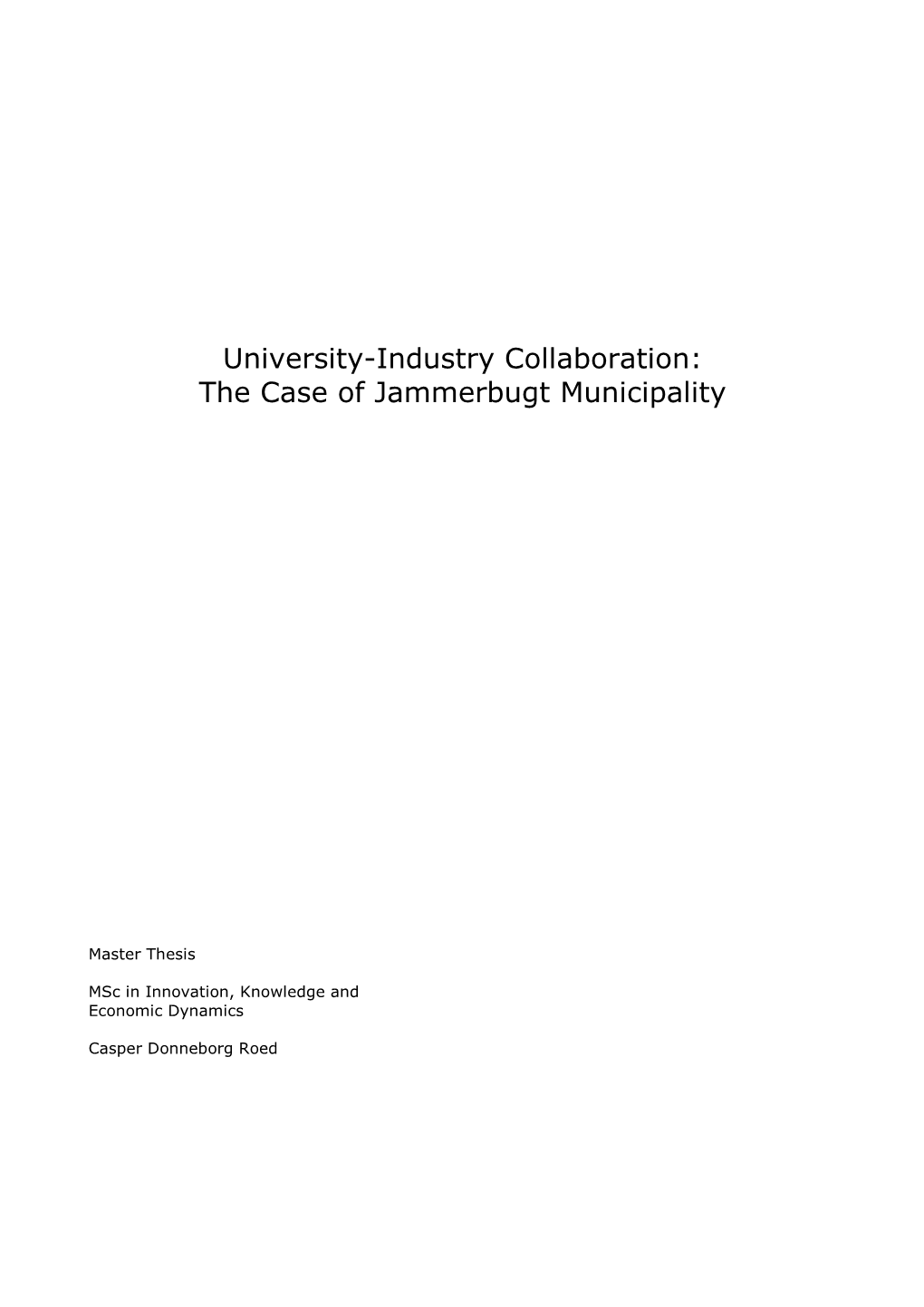 University-Industry Collaboration: the Case of Jammerbugt Municipality
