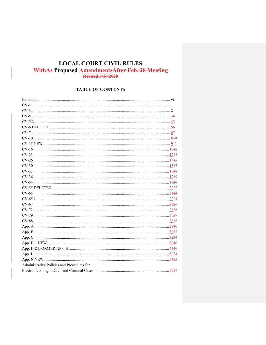 LOCAL COURT CIVIL RULES with Proposed Amendments-Redlined Version