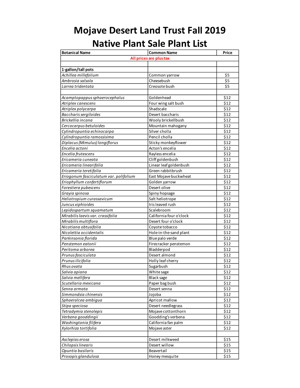 2019 Fall Plant Sale List Web Version.Xlsx