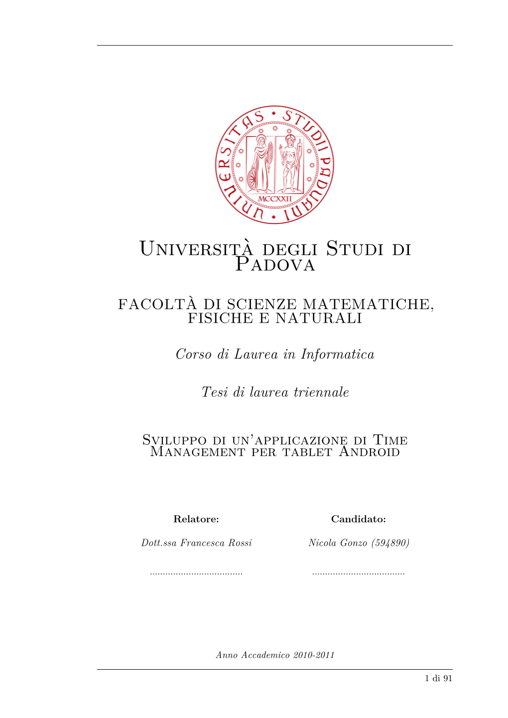 Università Degli Studi Di Padova