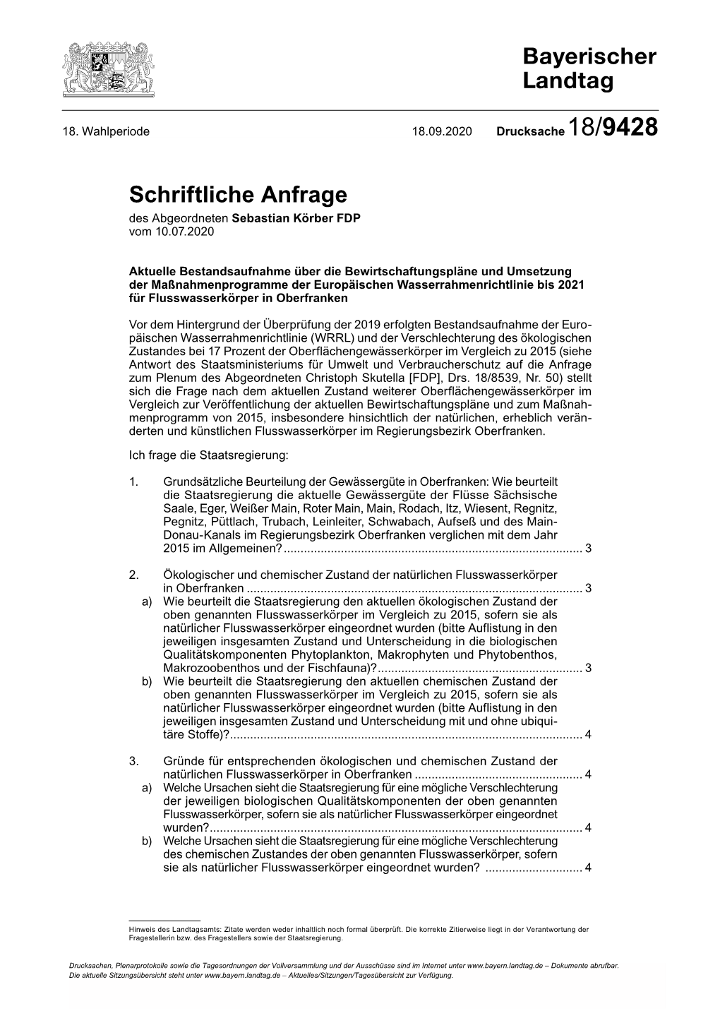 Aktuelle Bestandsaufnahme Über Die Bewirtschaftungspläne Und